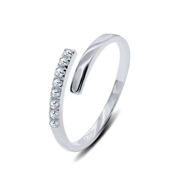 CZ Rhodium Plated Spiral Silver Ring NSR-3900-RP